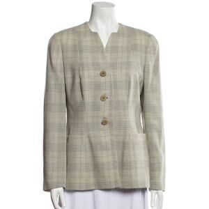 Giorgio Armani Le Collezioni Vintage Plaid Blazer Jacket Light Grey Size 38